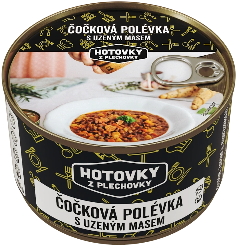 Čočková polévka s uzeným masem
