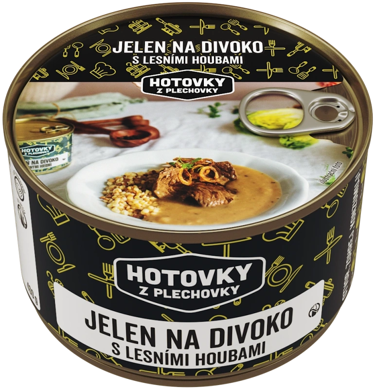 Jelen na divoko s lesními houbami